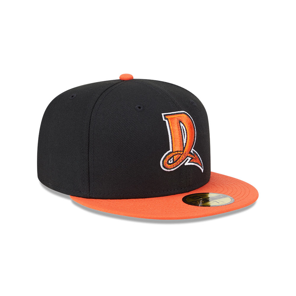 Casquette ajustée New Era 59Fifty Alternate Authentic Collection noire et orange pour hommes des Dayton Dragons de la MiLB.