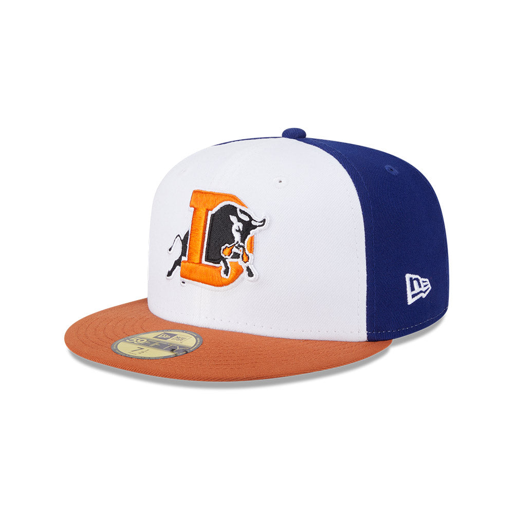 Casquette New Era 59Fifty Authentic Collection pour homme, blanche et orange, des Durham Bulls de la MiLB.