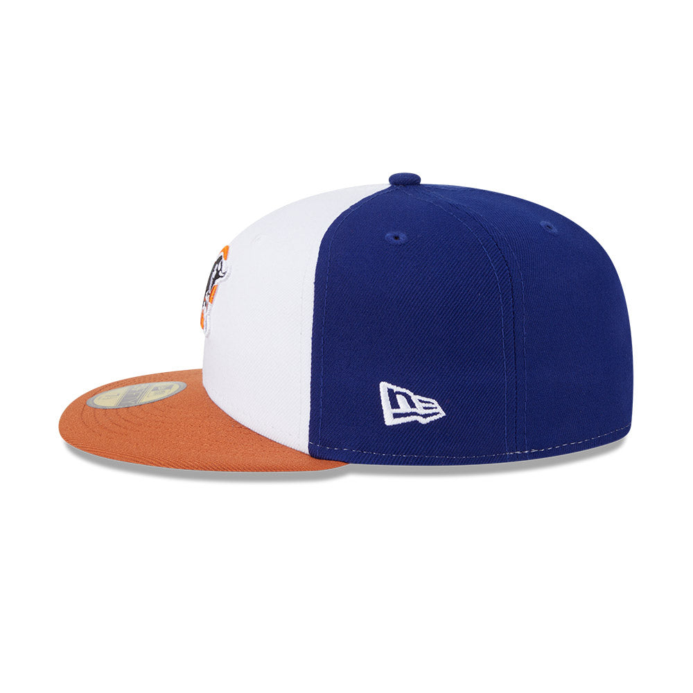 Casquette New Era 59Fifty Authentic Collection pour homme, blanche et orange, des Durham Bulls de la MiLB.