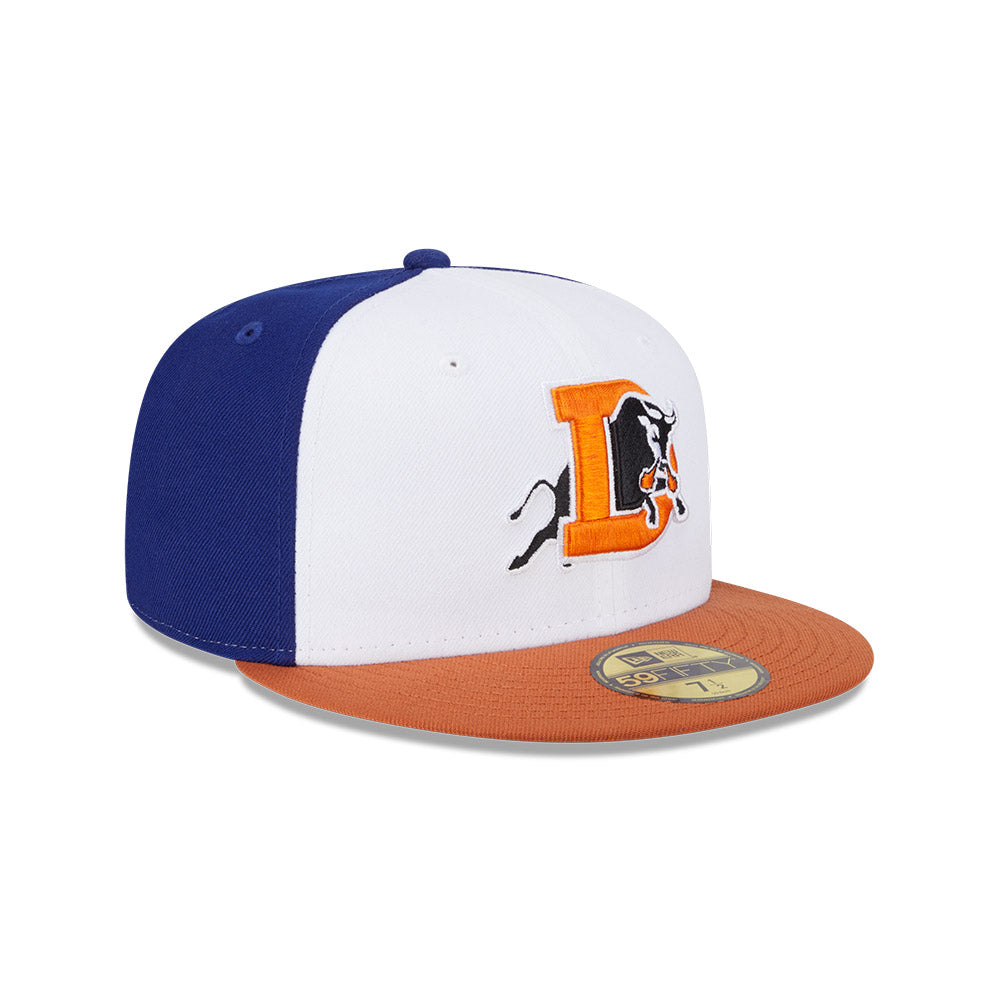 Casquette New Era 59Fifty Authentic Collection pour homme, blanche et orange, des Durham Bulls de la MiLB.