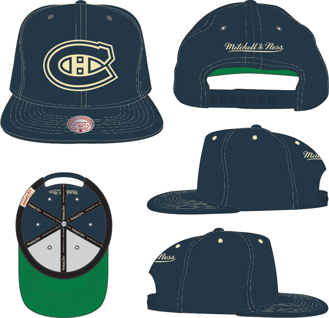 Montreal Canadiens NHL Mitchell & Ness Men's Navy Contrast Natural Snapback