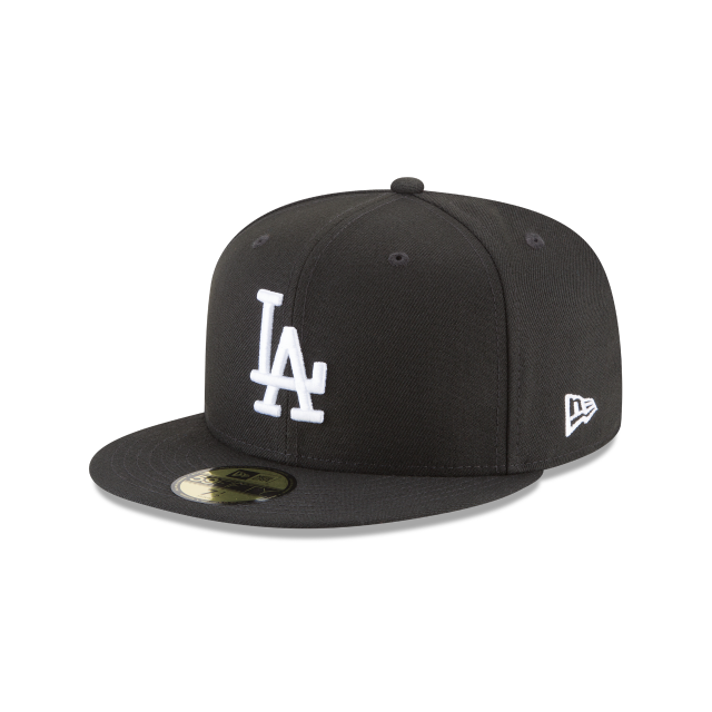 Los Angeles Dodgers MLB New Era Men's Black White 59Fifty Basic Fitted Hat