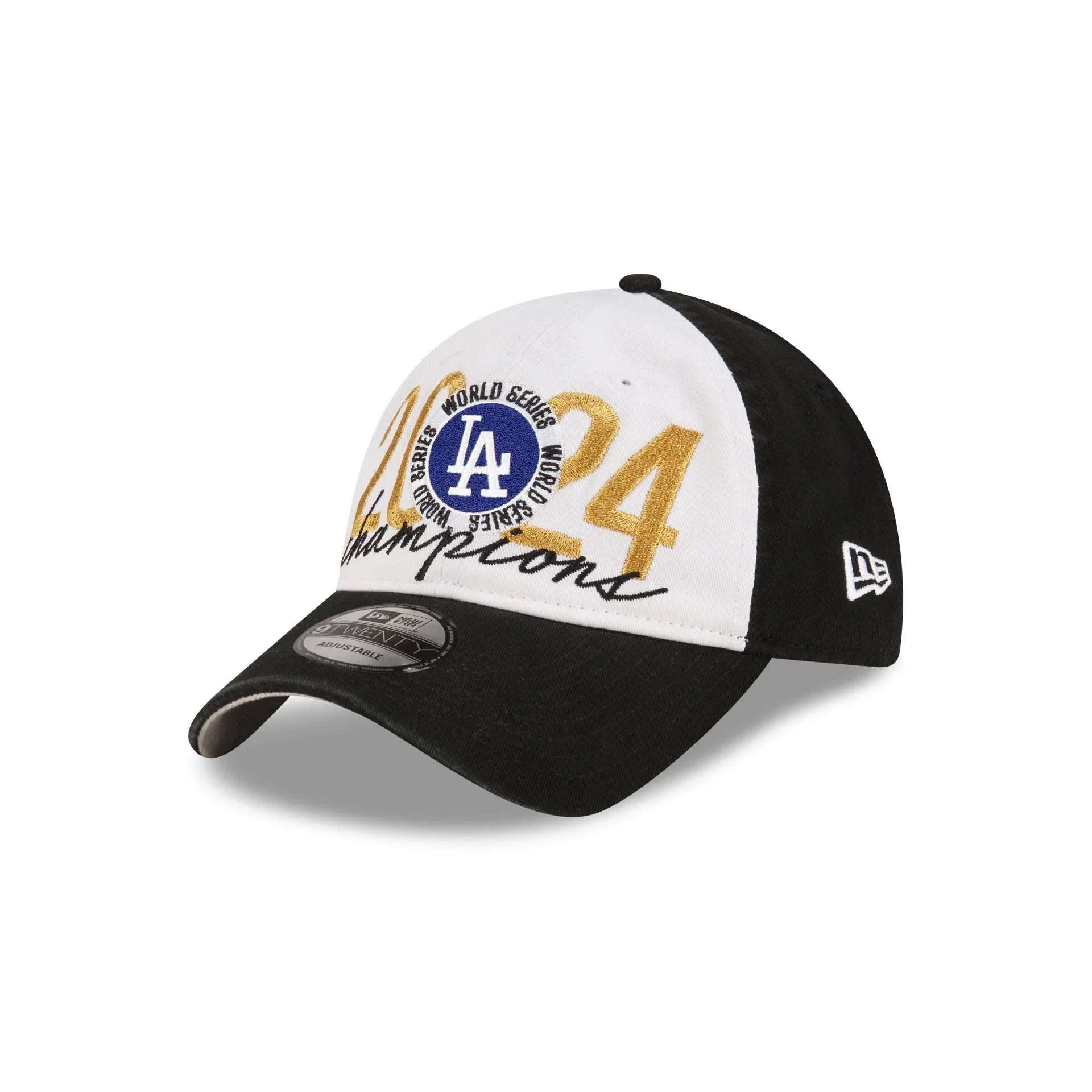 Los Angeles Dodgers MLB New Era Men's White/Black 9Twenty World Series Champions Locker Room Adjustable Hat