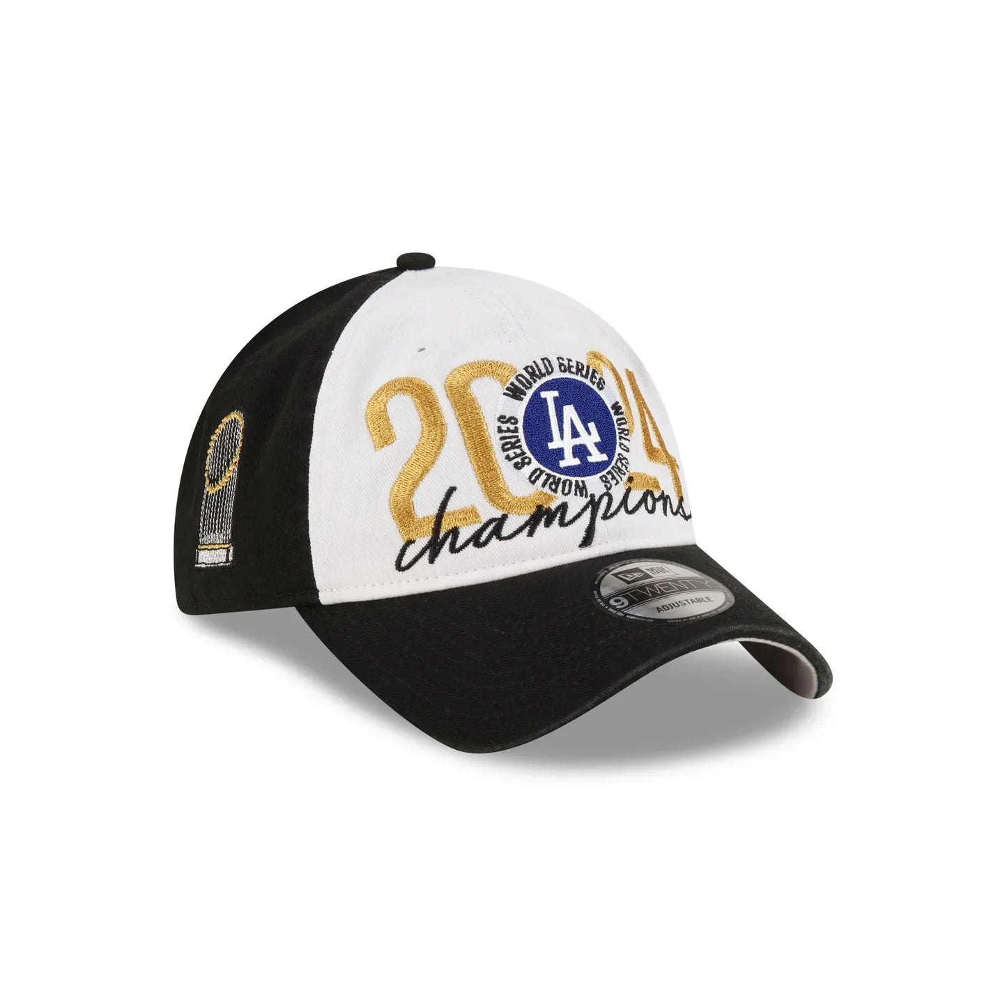 Los Angeles Dodgers MLB New Era Men's White/Black 9Twenty World Series Champions Locker Room Adjustable Hat