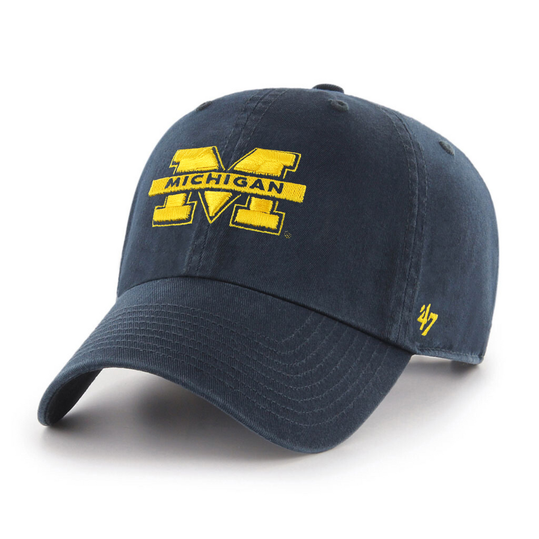 Michigan Wolverines NCAA 47 Brand Men's Navy Clean Up Adjustable Hat