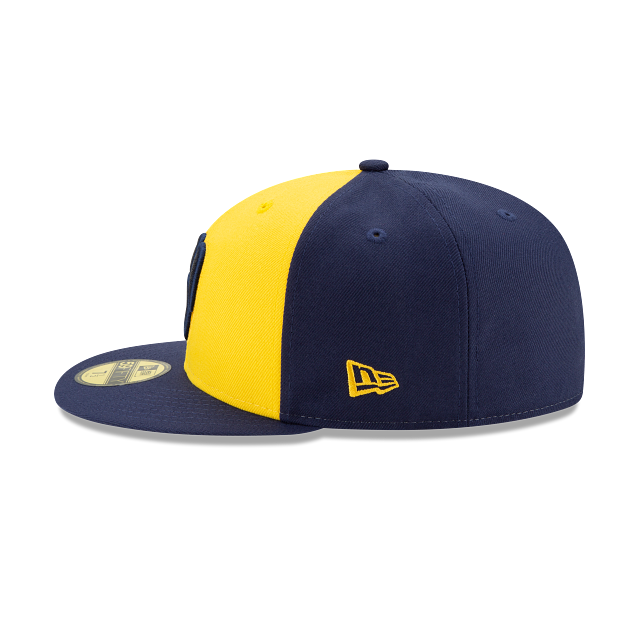 Milwaukee Brewers MLB New Era Men's Yellow/Navy 59Fifty Authentic Collection On Field Fitted Hat