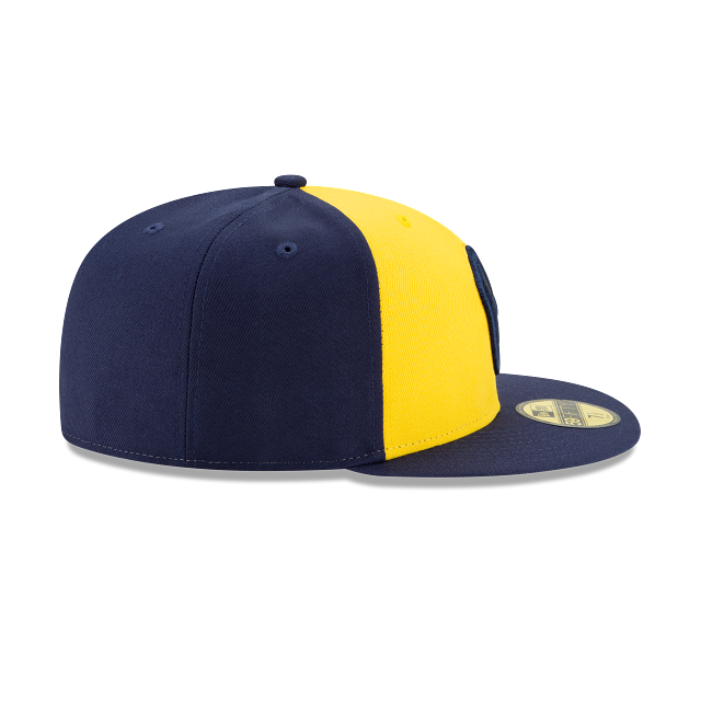 Milwaukee Brewers MLB New Era Men's Yellow/Navy 59Fifty Authentic Collection On Field Fitted Hat