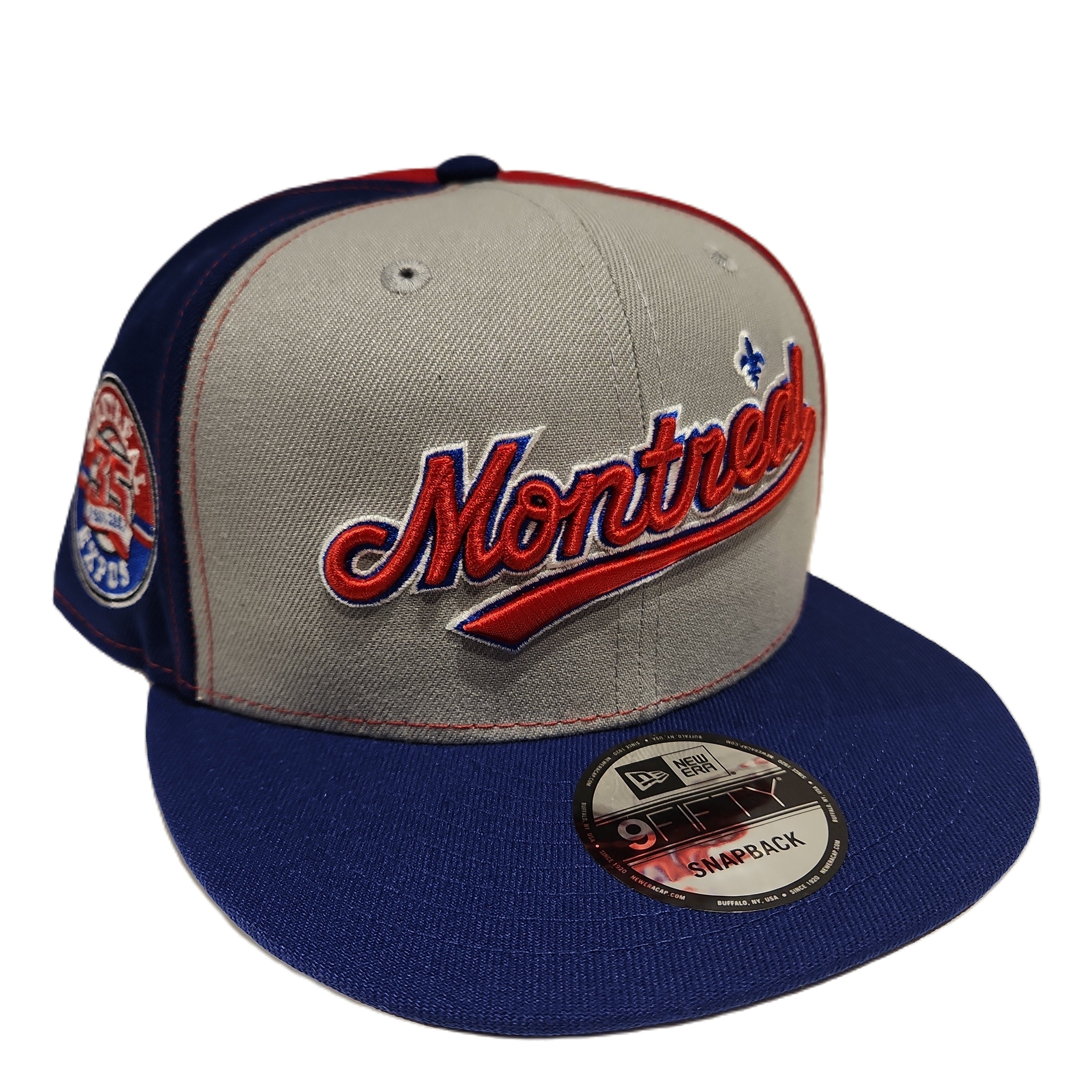 Expos de Montréal MLB New Era pour hommes, gris 9Fifty Cooperstown 35e anniversaire, uniforme rétro Snapback