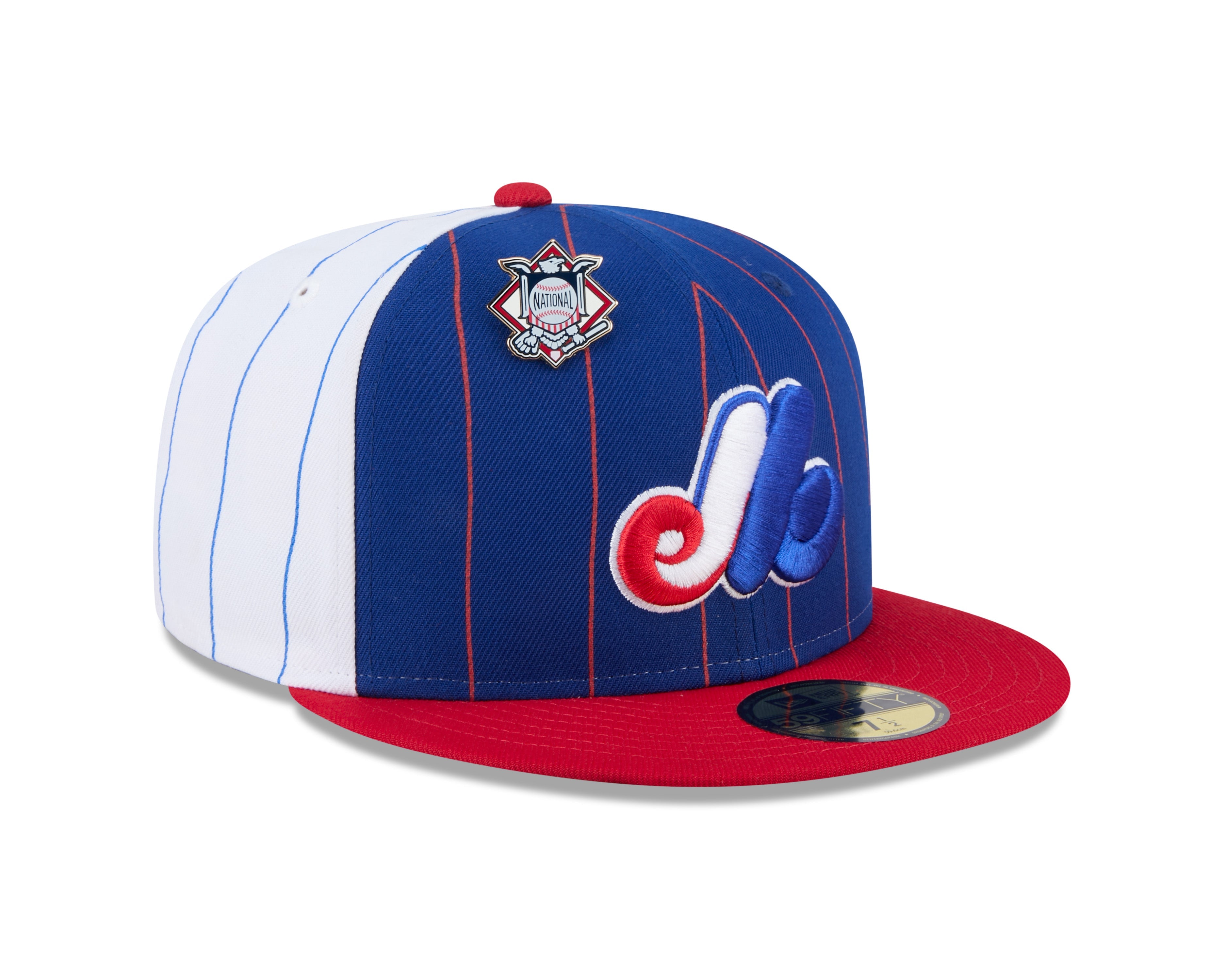 Montreal Expos MLB New Era Men's Royal Blue 59Fifty Two Tone Pinstripe Fitted Hat