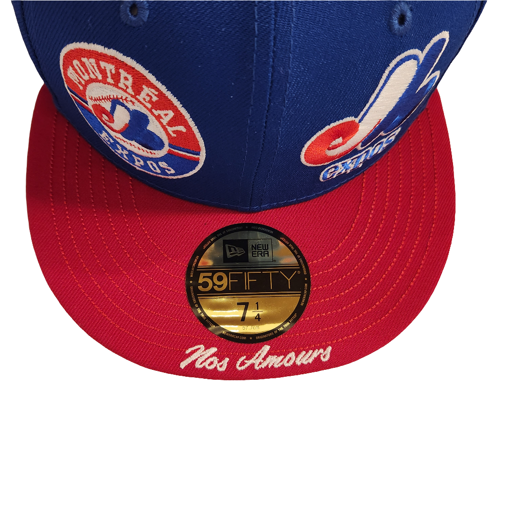 Montreal Expos MLB New Era Men's Royal Blue/Red 59Fifty Cooperstown All Over Patch Pride Fitted Hat