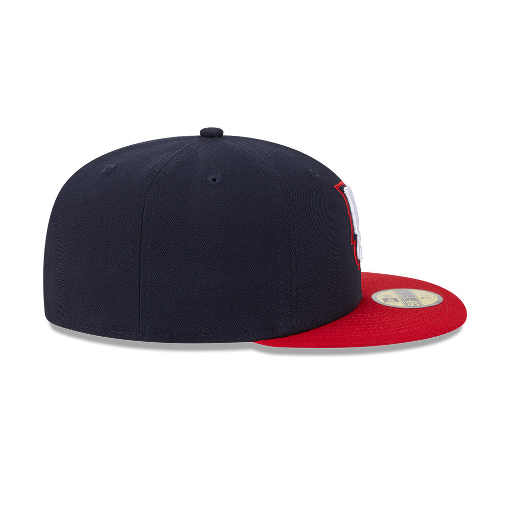 Casquette New Era 59Fifty Fitted Authentic Collection des New Hampshire Fisher Cats de la MiLB, bleu marine/rouge, pour homme.