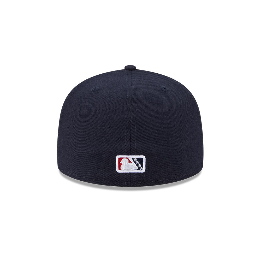 Casquette New Era 59Fifty Fitted Authentic Collection des New Hampshire Fisher Cats de la MiLB, bleu marine/rouge, pour homme.