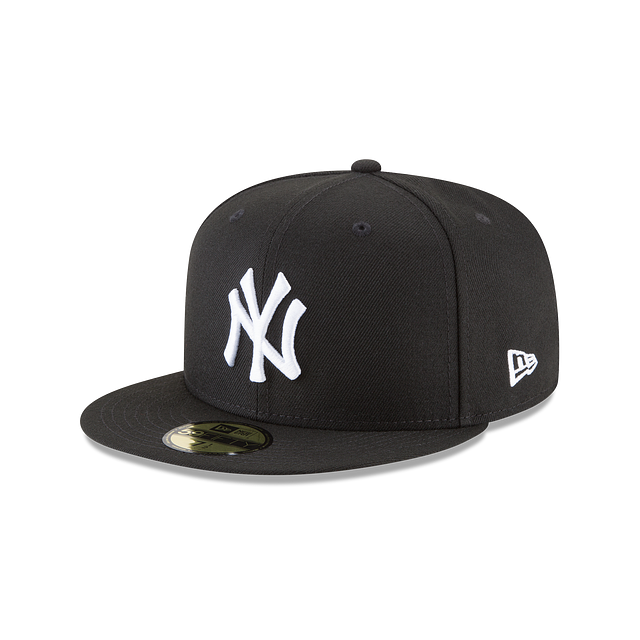 New York Yankees MLB New Era Men's Black White 59Fifty Basic Fitted Hat