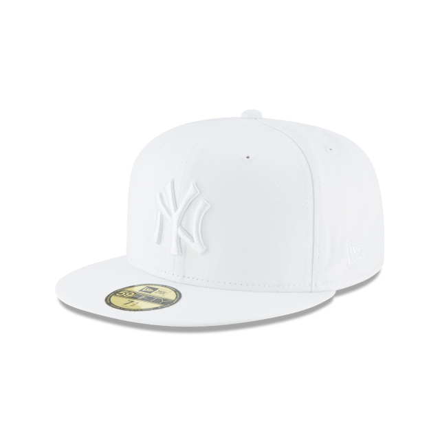 New York Yankees MLB New Era Men's White on White 59Fifty Basic Fitted Hat