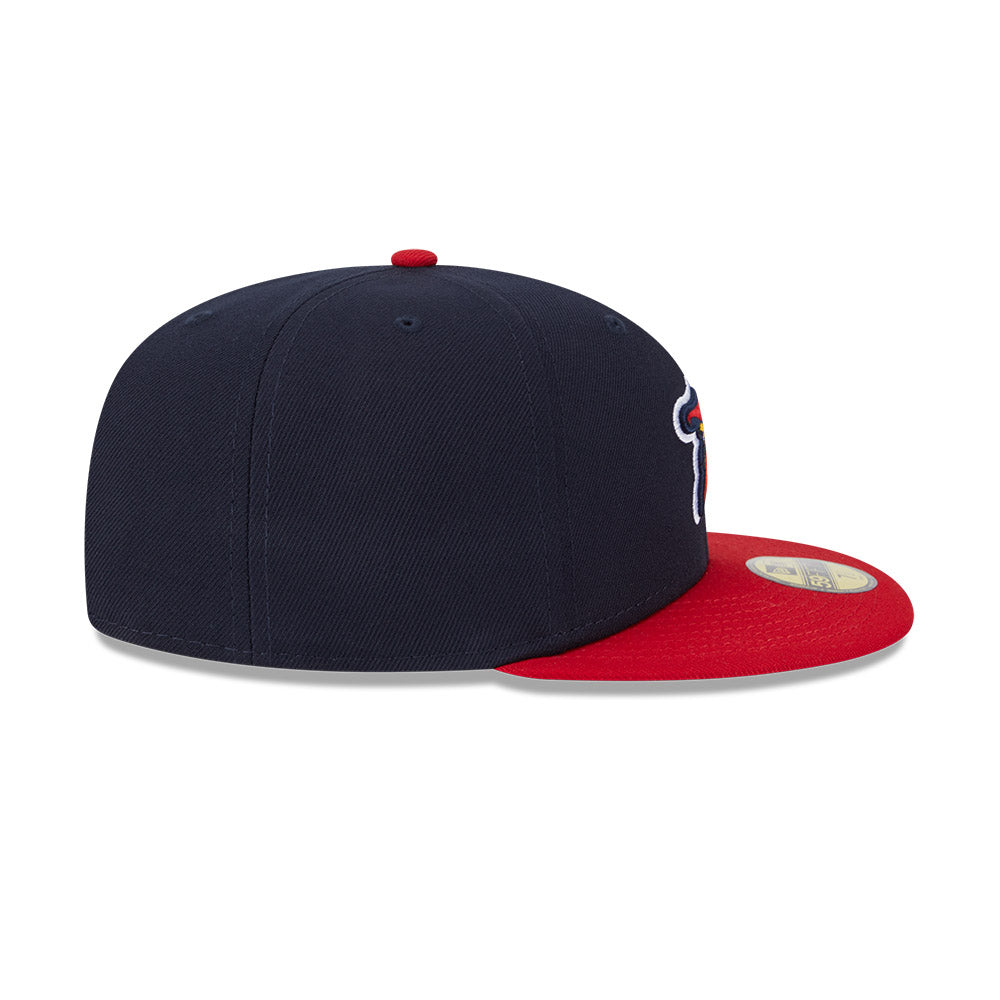 Casquette Toledo Mud Hens MiLB New Era 59Fifty Authentic Collection, bleu marine/rouge, taille unique pour homme.