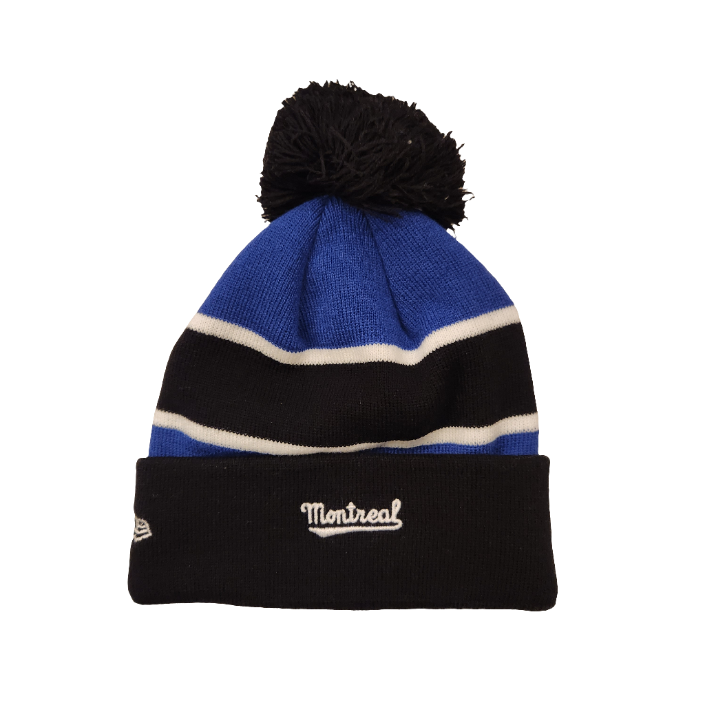 Montreal Royals MiLB New Era Men's Black/Royal Blue Cuff Pom Knit Hat