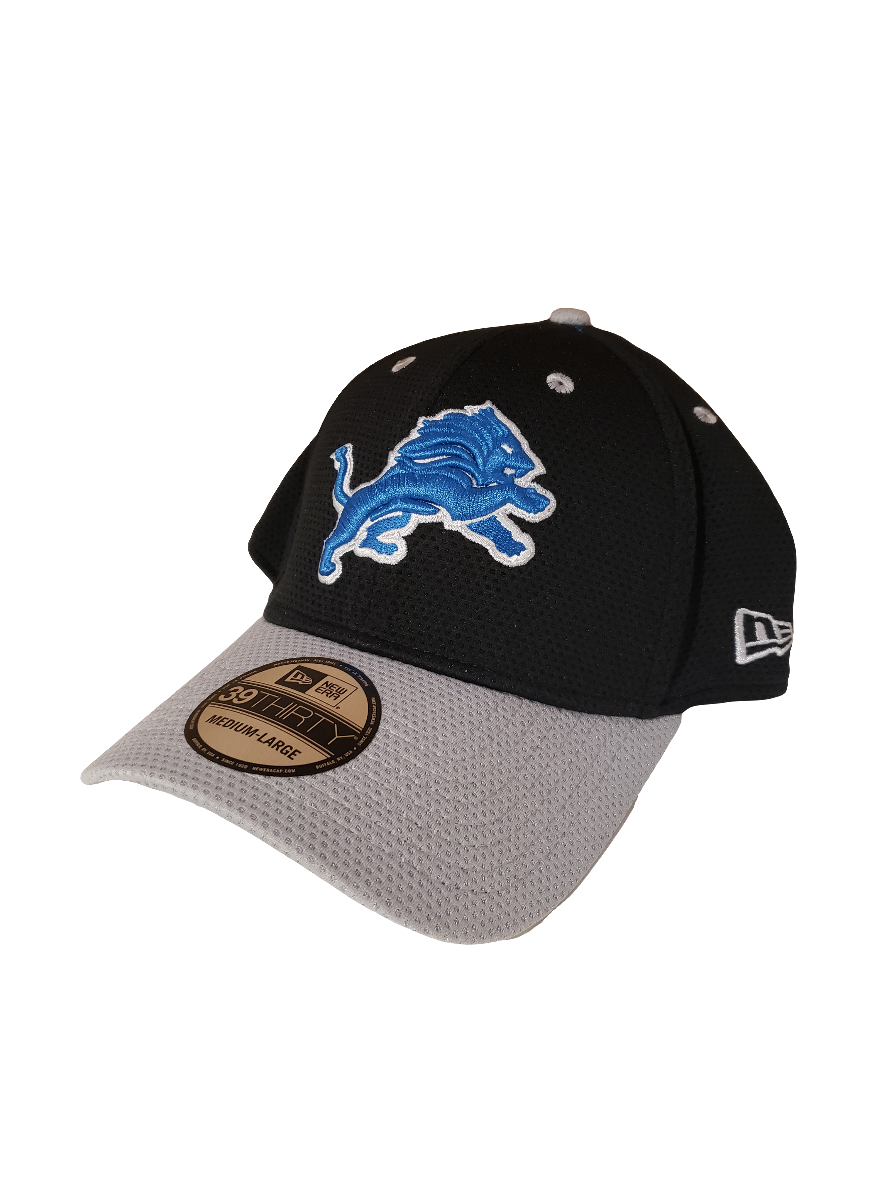 Detroit Lions MLB New Era Men's Black Grey 39Thirty Perforated Stretch Fit Hat