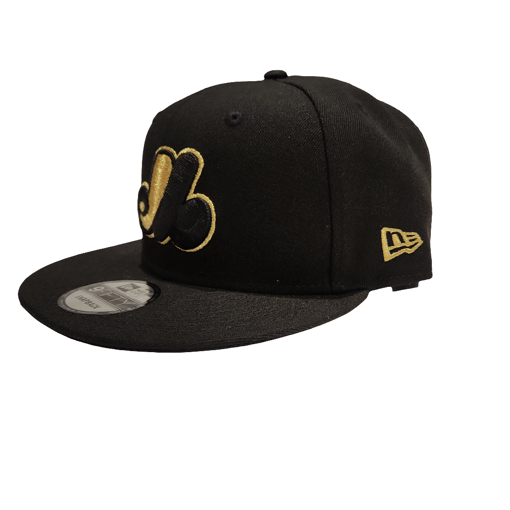 Expos de Montréal MLB New Era pour hommes, noir/or 9Fifty Cooperstown Snapback