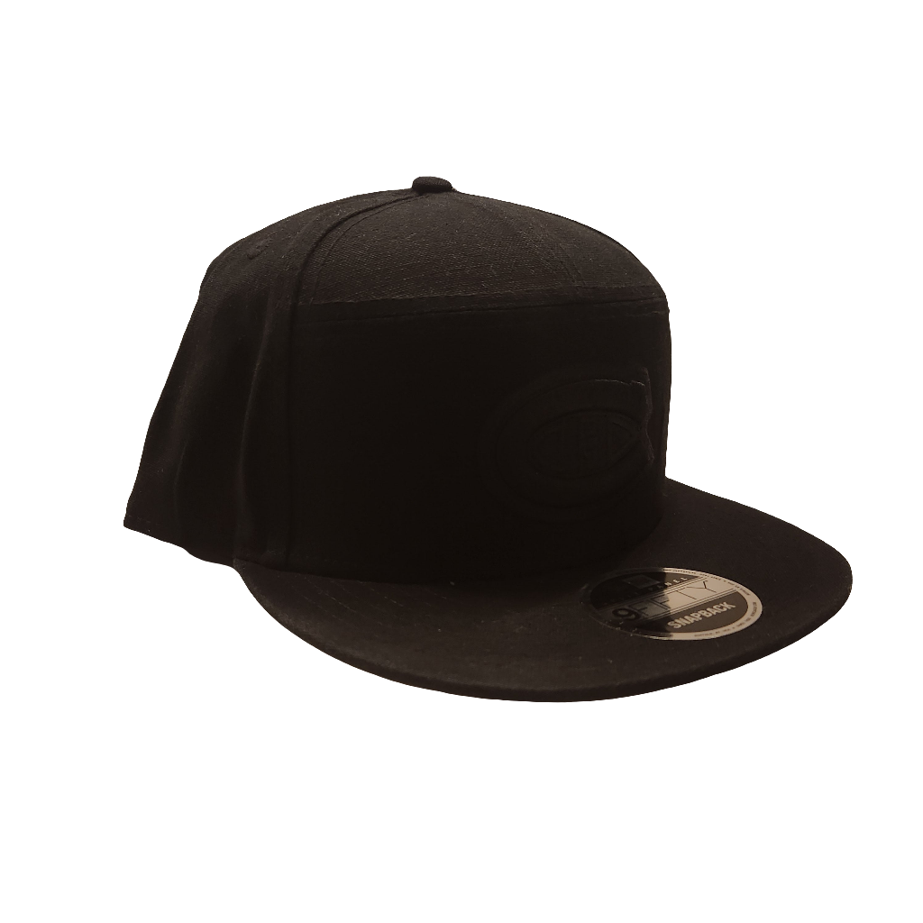 Montreal Canadiens NHL New Era Men's Black on Black 9Fifty Split Panel Cotton Canvas Snapback