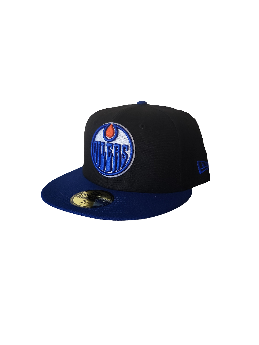 Edmonton Oilers NHL New Era Men's Black Royal Two Tone 59Fifty Fitted Hat