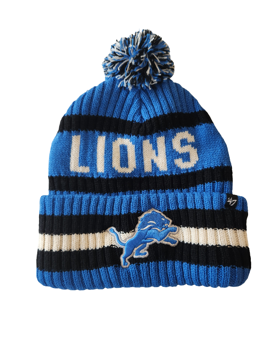 Detroit Lions NFL 47 Brand Men's Blue/Black Bering Cuff Pom Knit