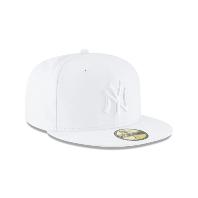 New York Yankees MLB New Era Men's White on White 59Fifty Basic Fitted Hat
