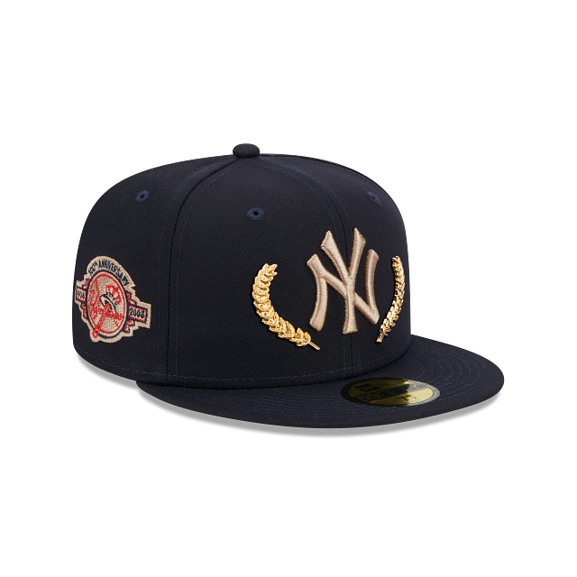 New York Yankees MLB New Era Men's Navy 59Fifty Gold Leaf Fitted Hat