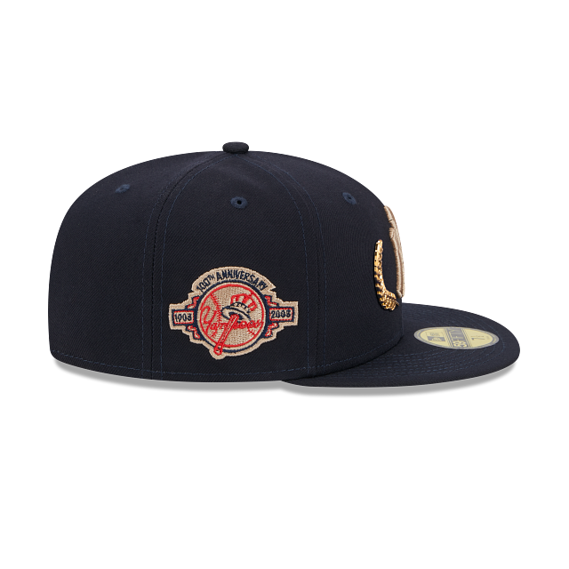 New York Yankees MLB New Era Men's Navy 59Fifty Gold Leaf Fitted Hat