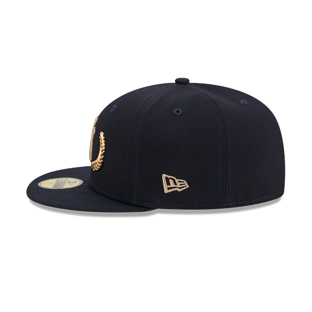 New York Yankees MLB New Era Men's Navy 59Fifty Gold Leaf Fitted Hat