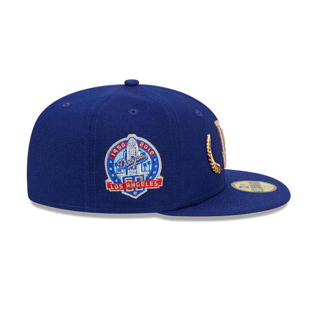 Los Angeles Dodgers MLB New Era Men's Royal 59Fifty Gold Leaf Fitted Hat