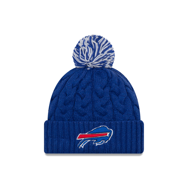 Buffalo Bills NFL New Era Women's Blue Cozy Cable Cuff Pom Knit Hat