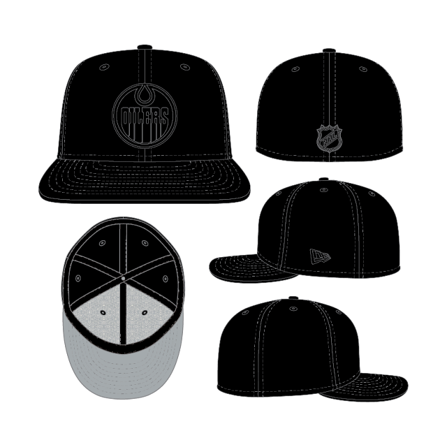 Casquette ajustée 59Fifty New Era pour homme des Oilers d'Edmonton, noir sur noir, de la NHL.