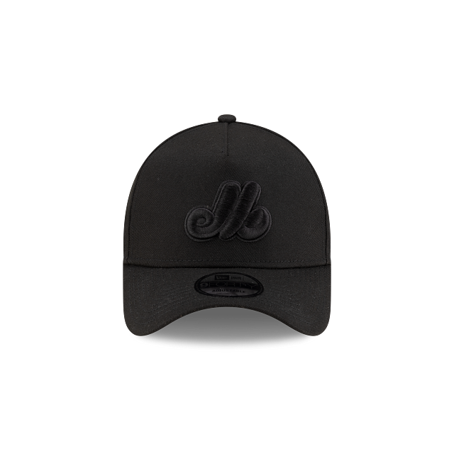 Montreal Expos MLB New Era Men's Black on Black 9Forty A-Frame Snapback