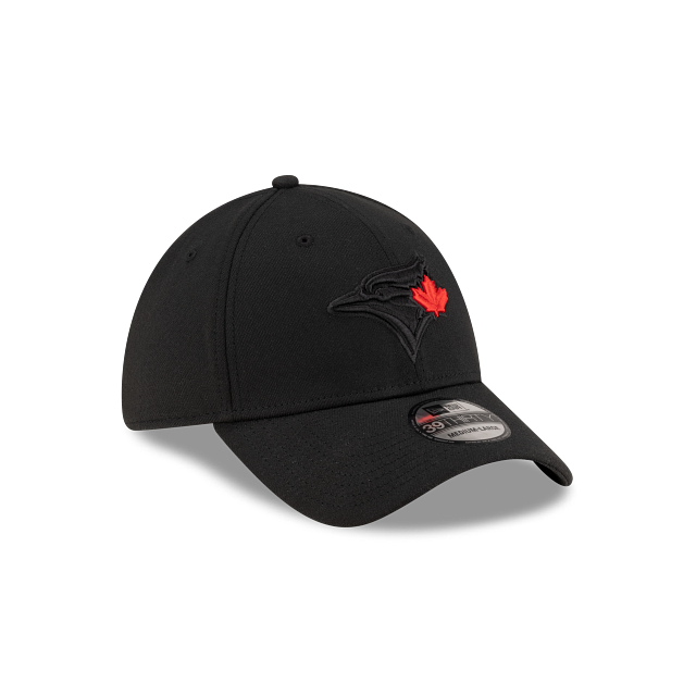 Toronto Blue Jays MLB New Era Men's Black Red Leaf 39Thirty Team Classic Stretch Fit Hat