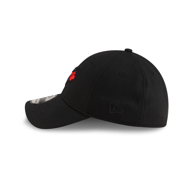 Toronto Blue Jays MLB New Era Men's Black Red Leaf 39Thirty Team Classic Stretch Fit Hat
