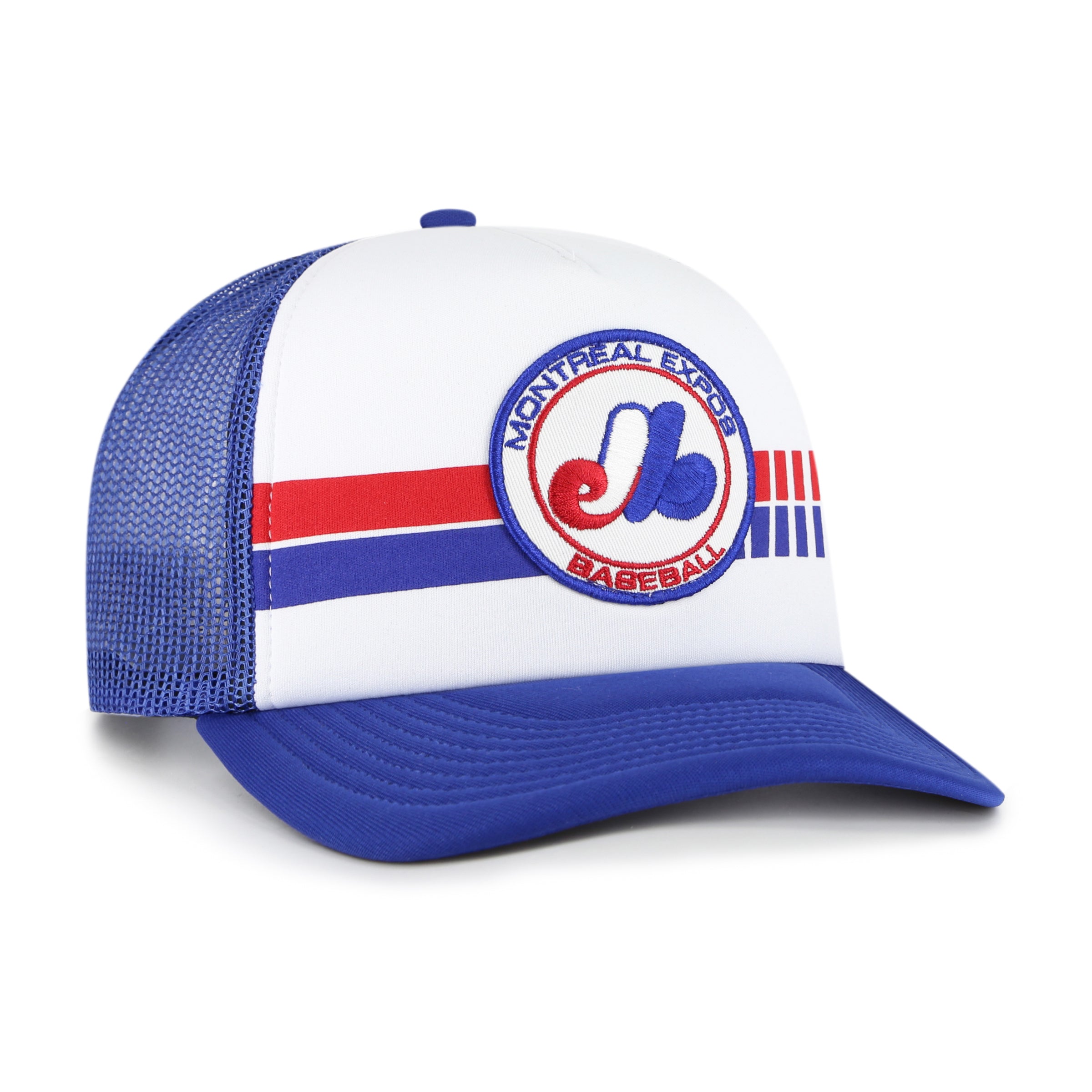 Casquette Snapback Express Trucker Wax Pack bleu royal pour homme des Expos de Montréal MLB 47 Brand