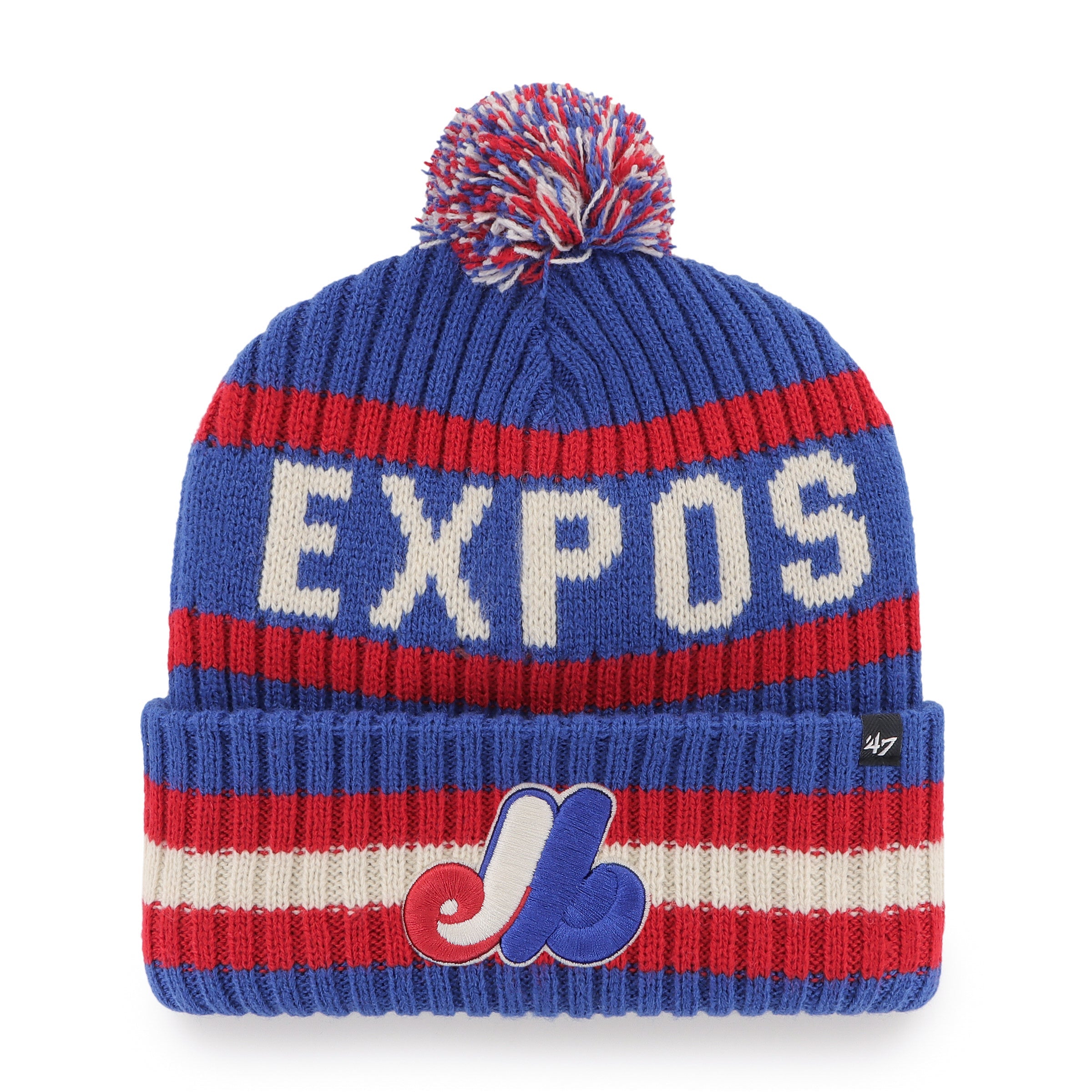 Montreal Expos MLB 47 Brand Men's Royal/Red Bering Cuff Pom Knit