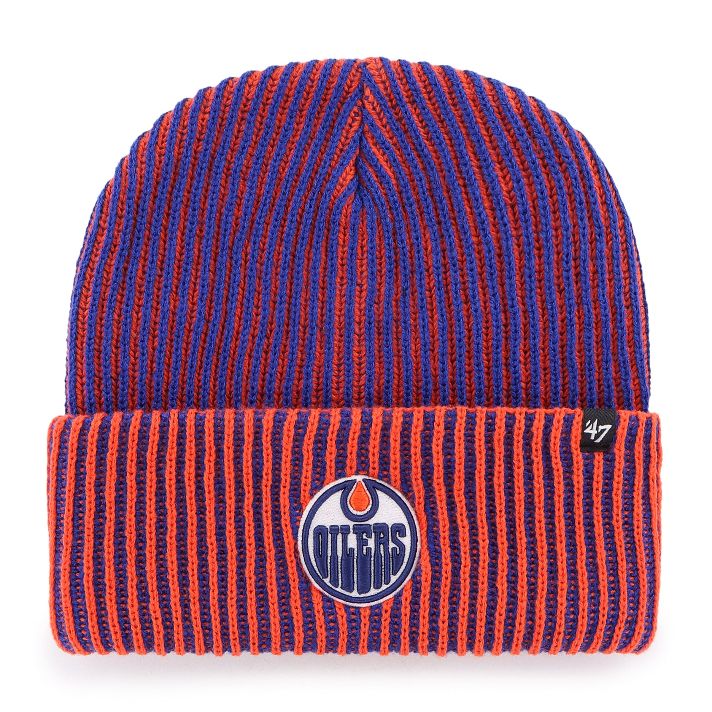 Edmonton Oilers NHL 47 Brand Men's Orange/Royal Cold Snap Cuff Knit Hat