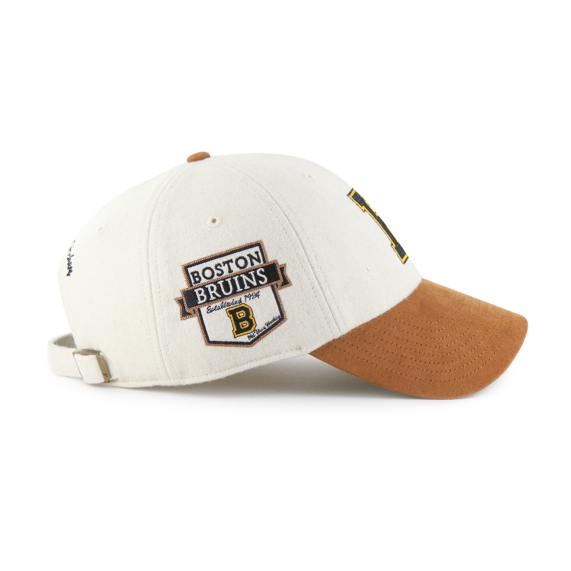 Boston Bruins NHL 47 Brand Men's Beige Rafter Clean Up Adjustable Hat