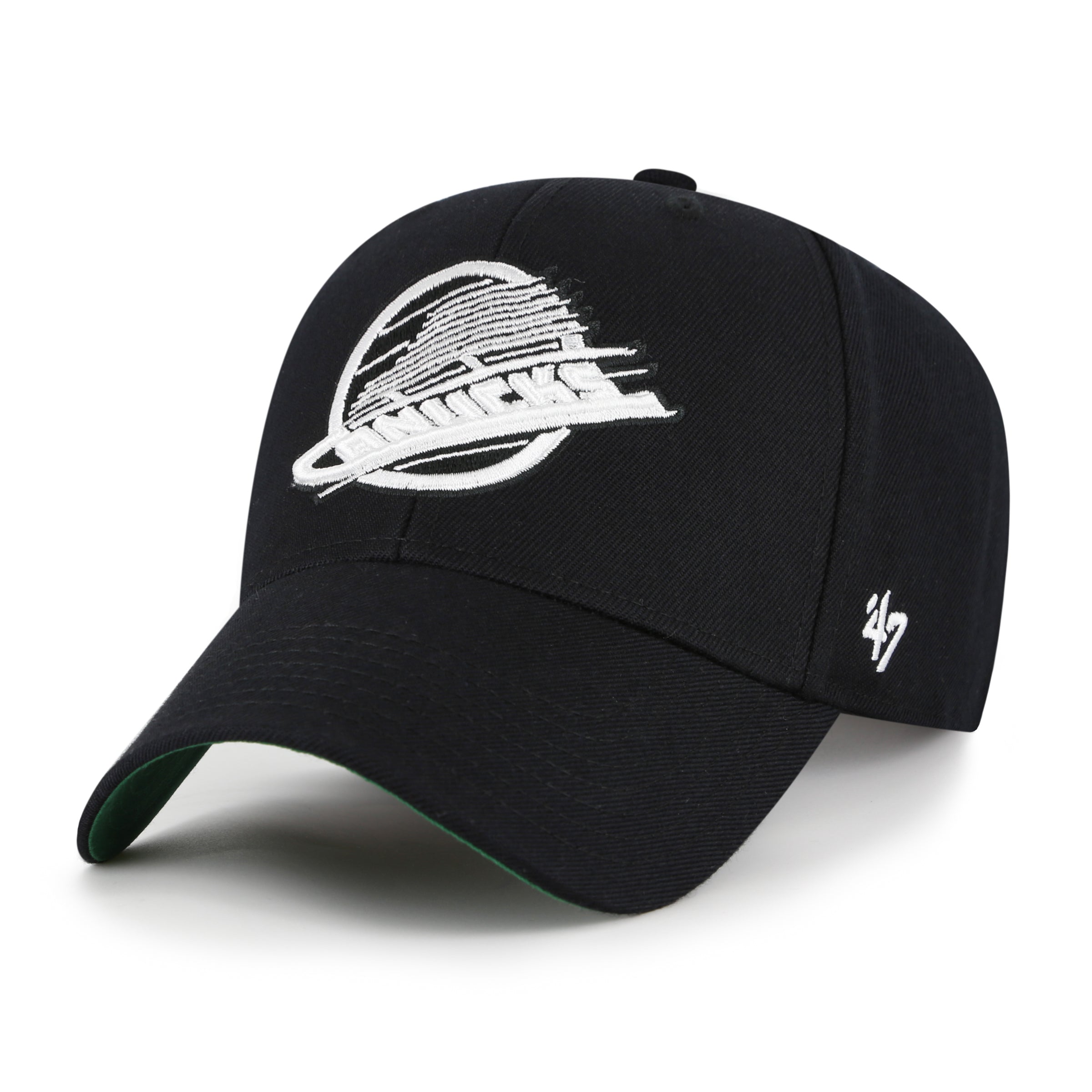 Vancouver Canucks NHL 47 Brand Men's Black White MVP Sure Shot Snapback