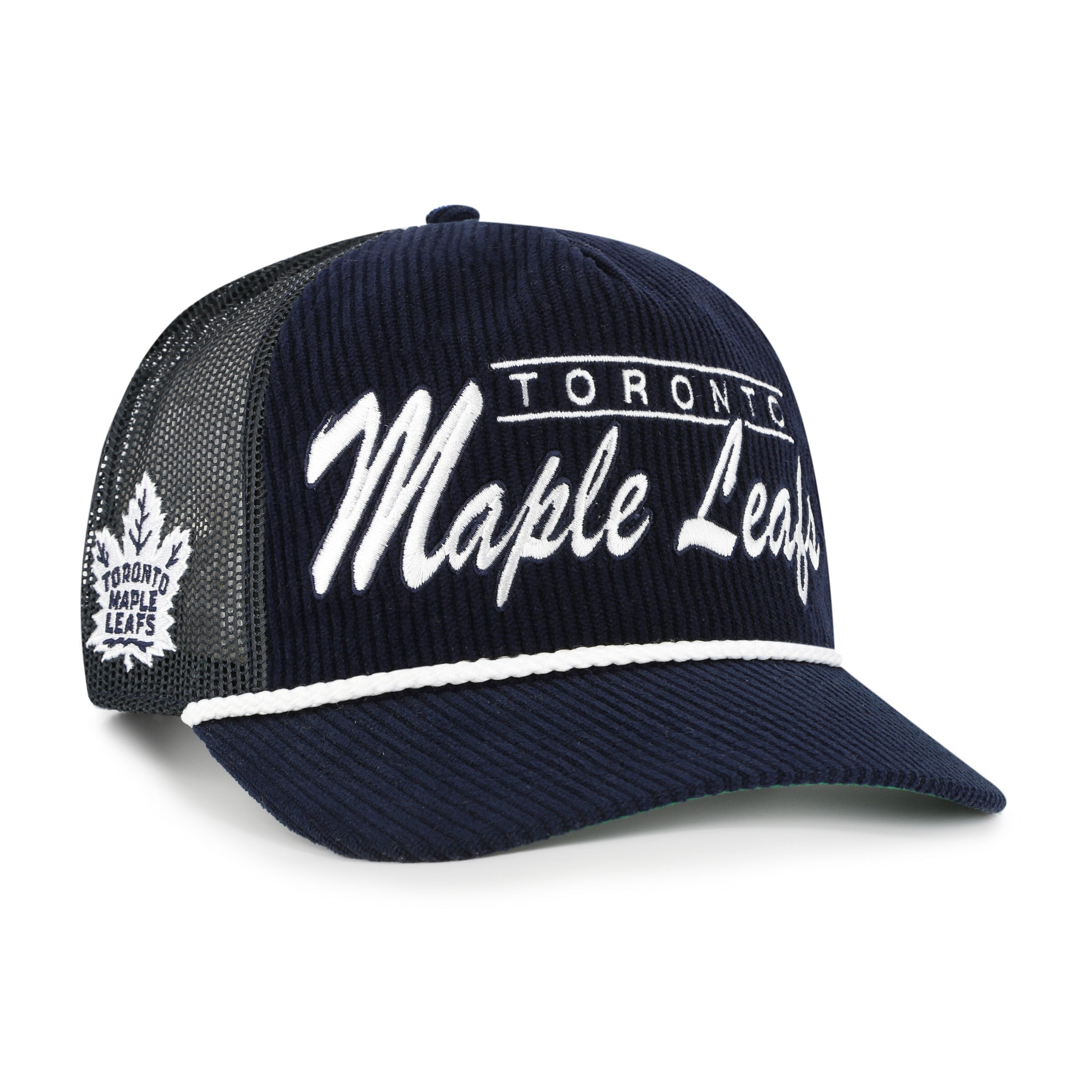 Toronto Maple Leafs NHL 47 Brand Men's Navy Double Header Mesh Hitch Snapback