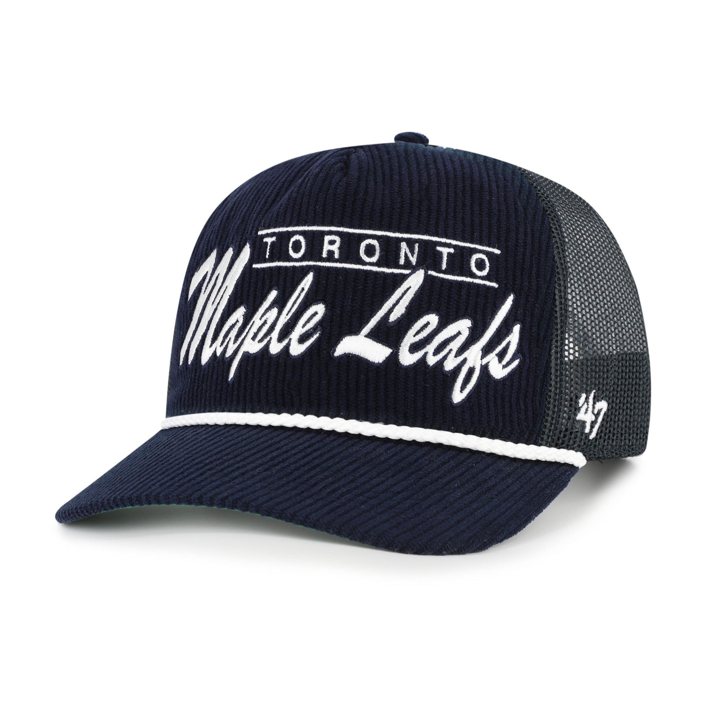 Toronto Maple Leafs NHL 47 Brand Men's Navy Double Header Mesh Hitch Snapback