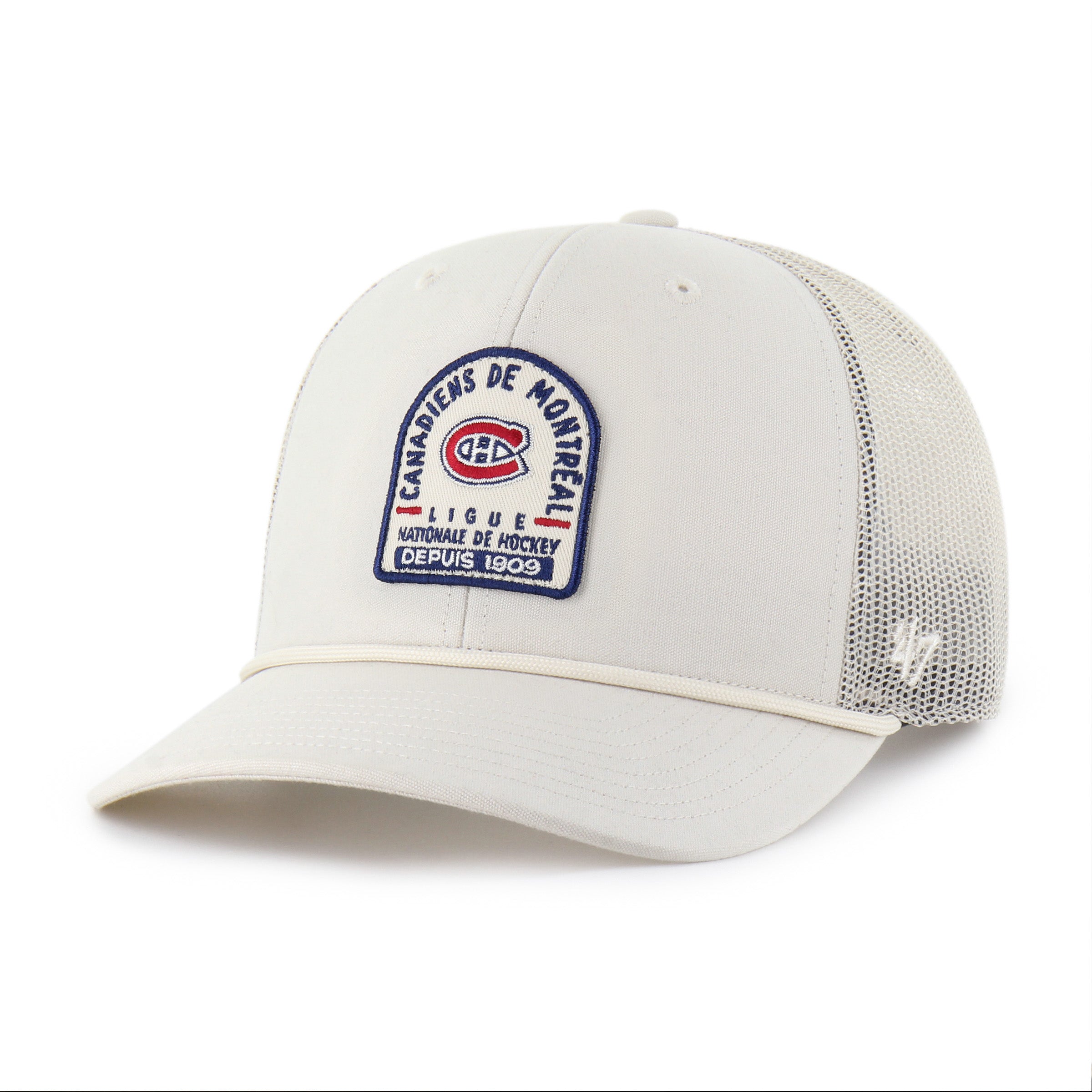 Montreal Canadiens NHL 47 Brand Men's Beige Monument Rope Trucker Snapback
