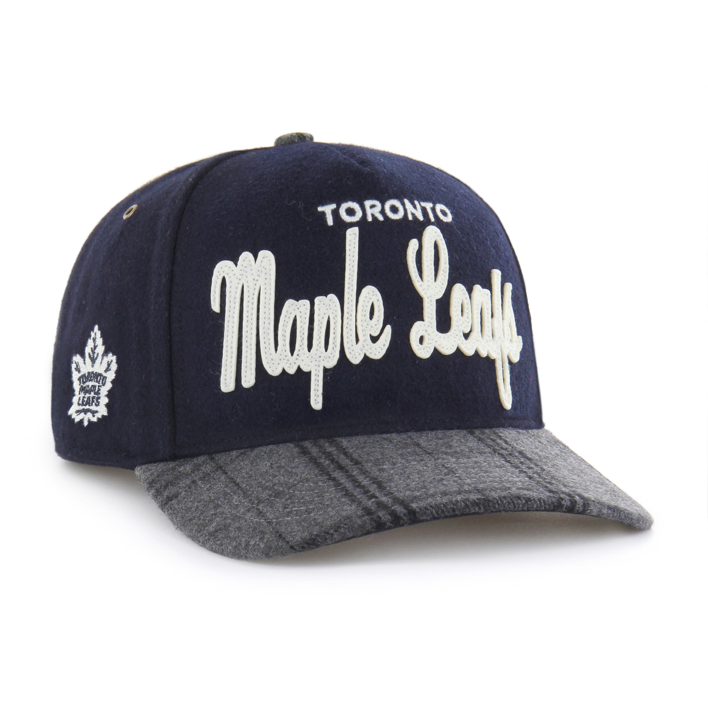 Toronto Maple Leafs NHL 47 Brand Men's Navy Windowpane Plaid Hitch Snapback Hat