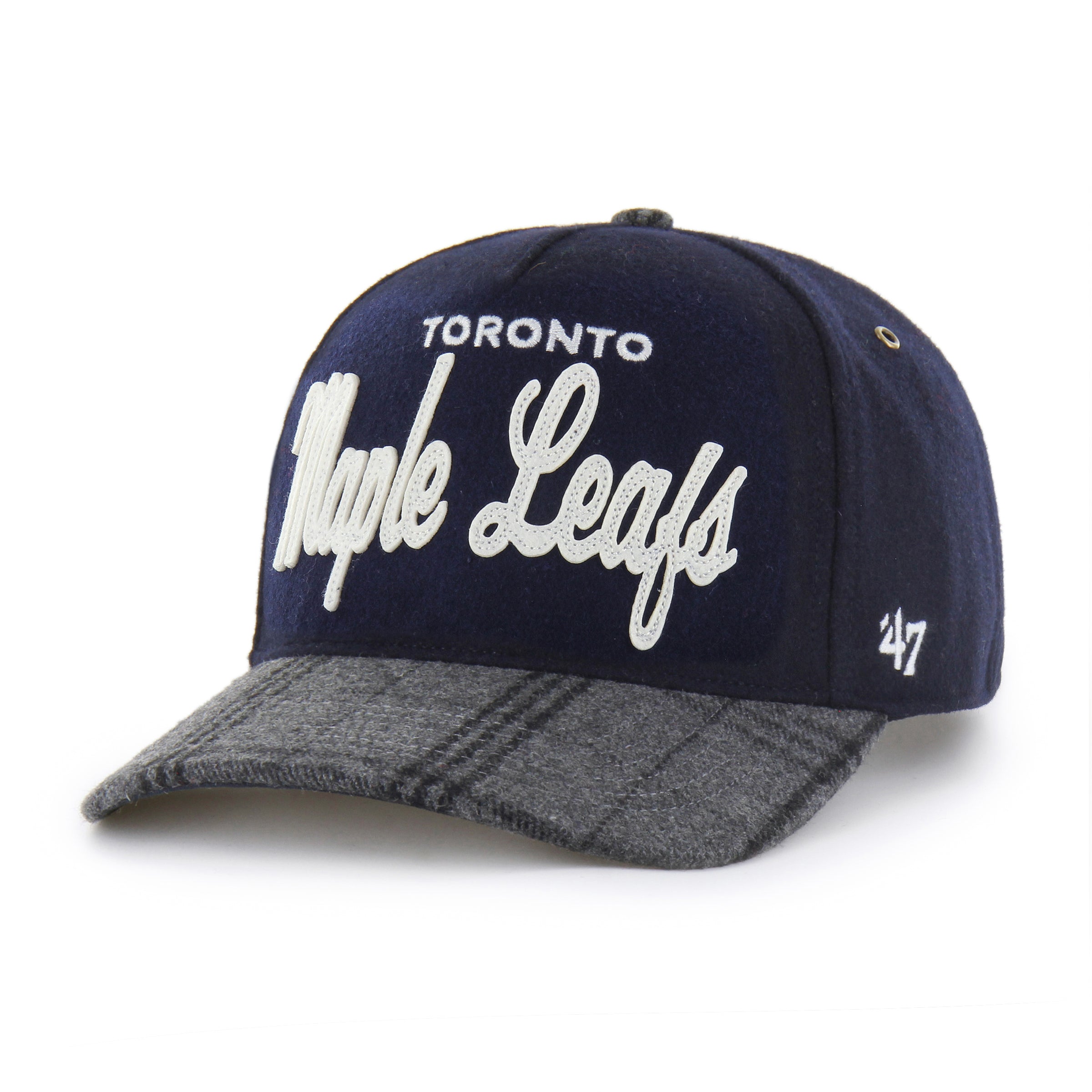 Toronto Maple Leafs NHL 47 Brand Men's Navy Windowpane Plaid Hitch Snapback Hat