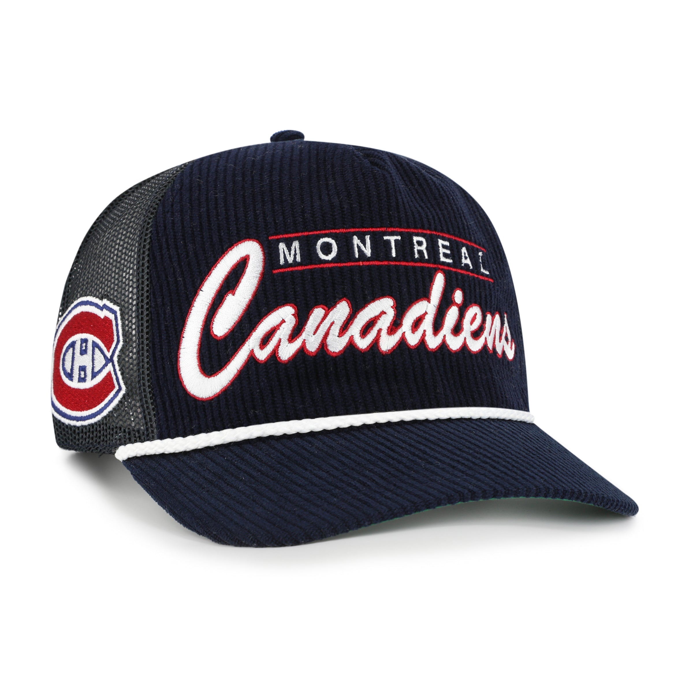 Montreal Canadiens NHL 47 Brand Men's Navy Double Header Mesh Hitch Snapback