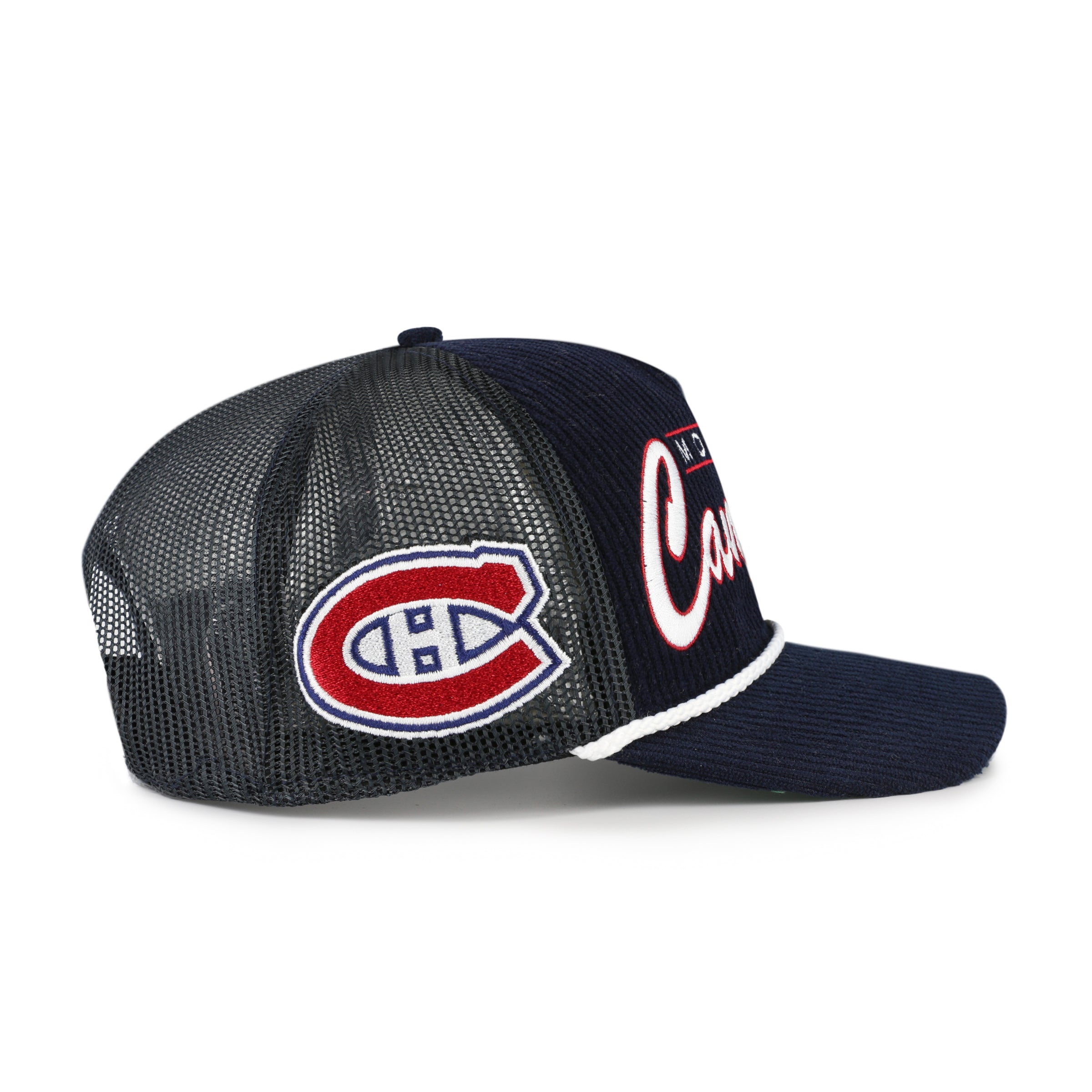 Montreal Canadiens NHL 47 Brand Men's Navy Double Header Mesh Hitch Snapback