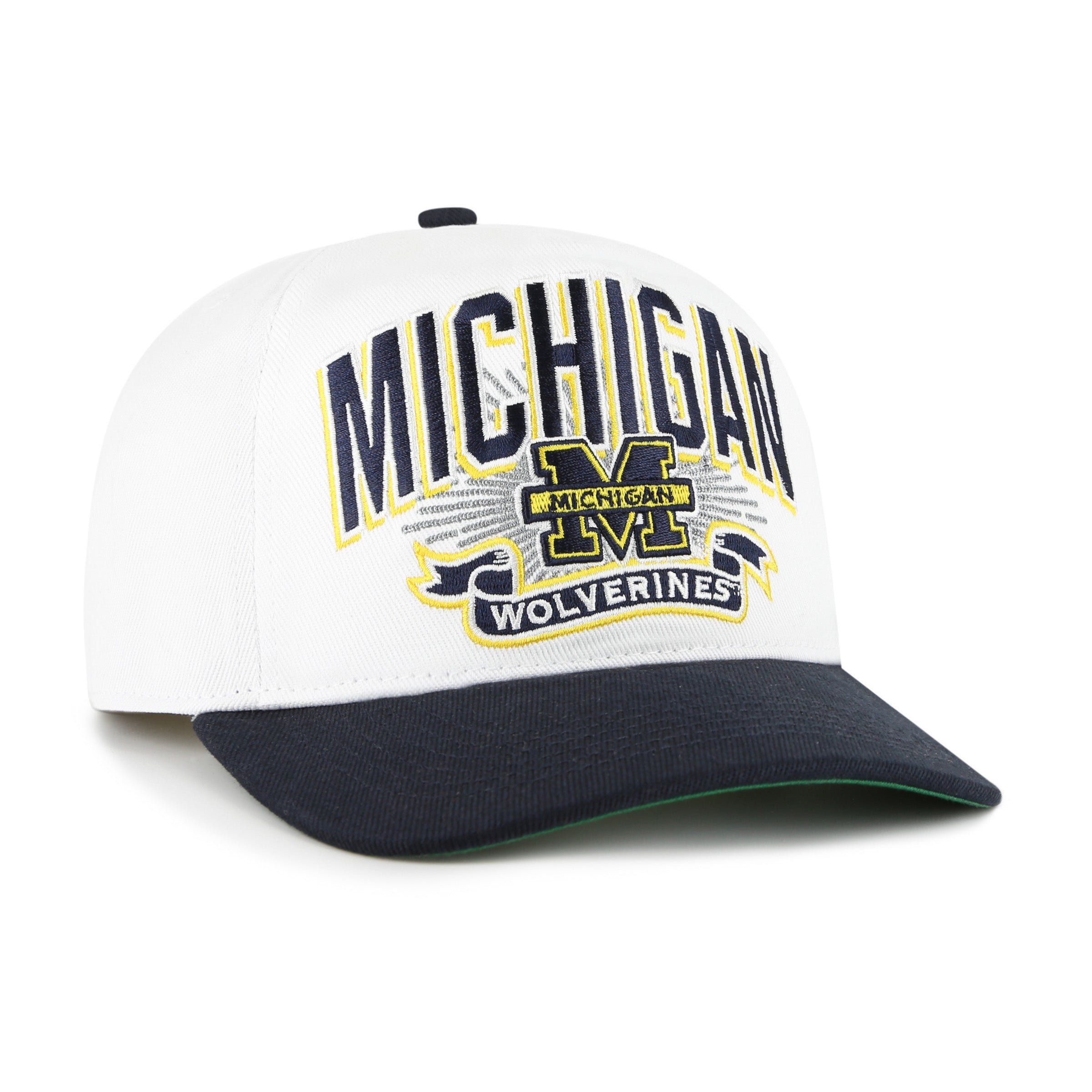 Michigan Wolverines NCAA 47 Brand Men's White Prime Play Hitch Snapback Hat