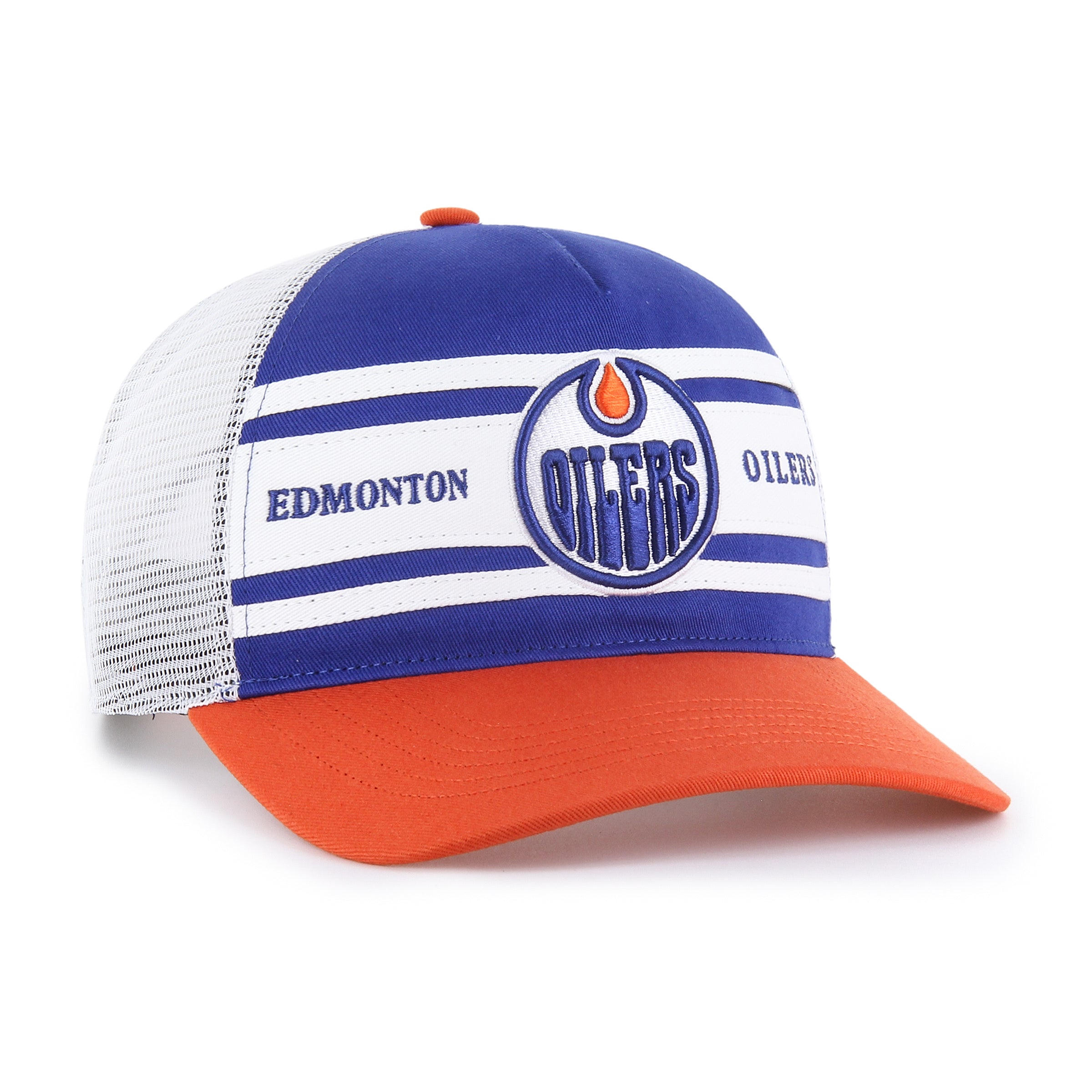 Edmonton Oilers NHL 47 Brand Men's Royal/Orange Super Stripe Hitch Adjustable Hat