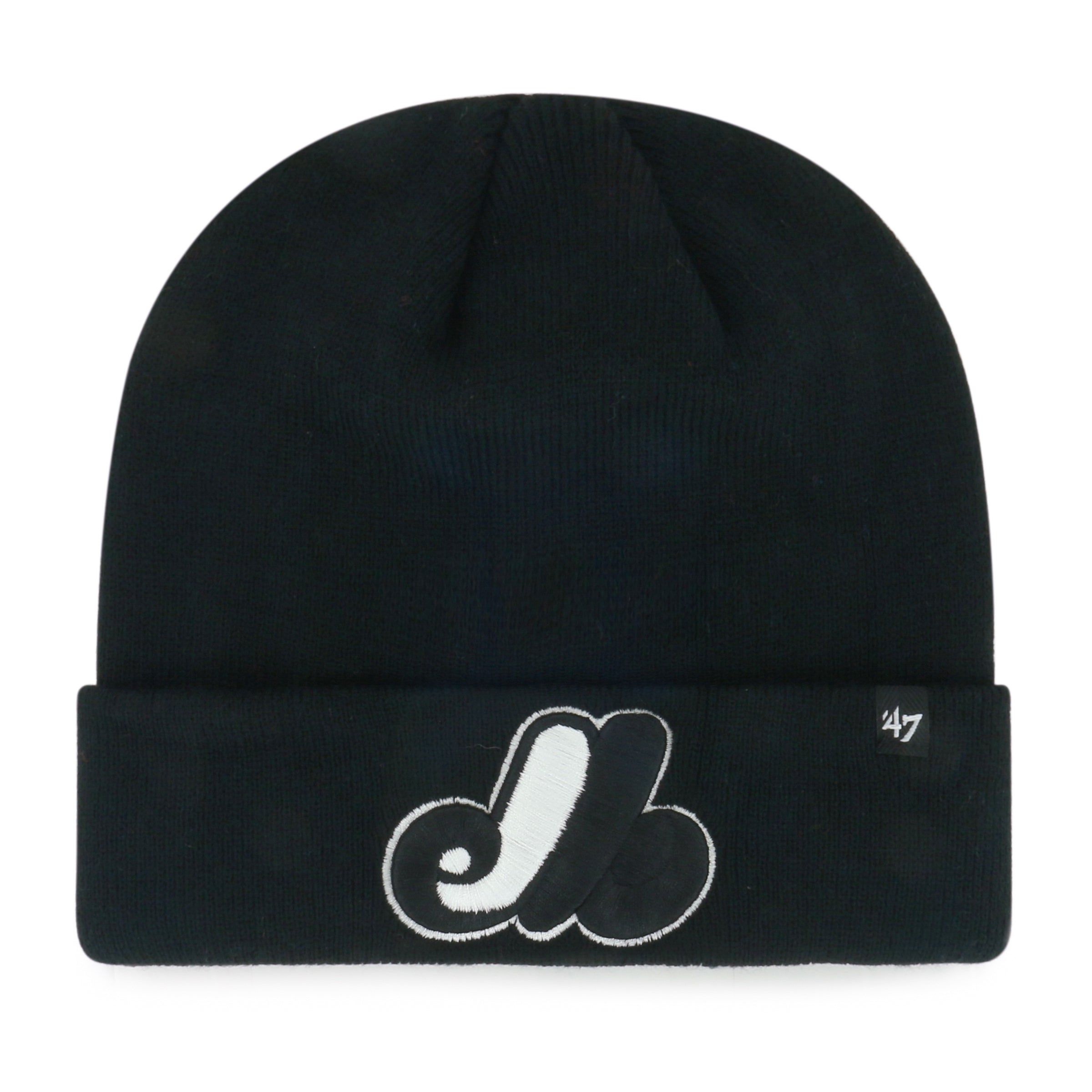 Montreal Expos MLB 47 Brand Men's Black Attitude Raised Cuff Knit Hat